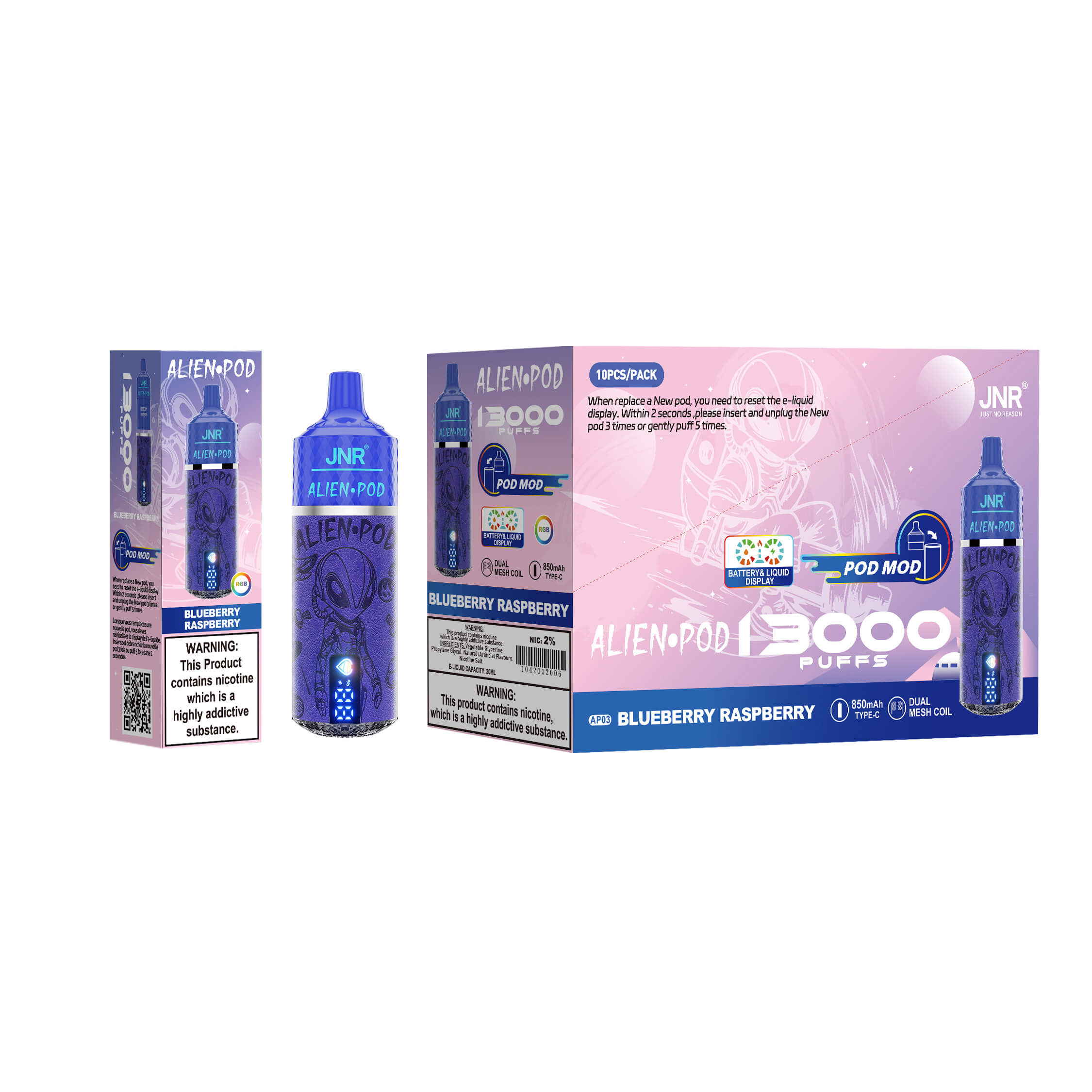 JNR Alien Pod 13K fonctionnalités